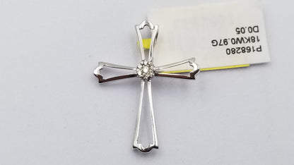 DIAMONDS 18 KT WHITE GOLD CROSS PENDANT
