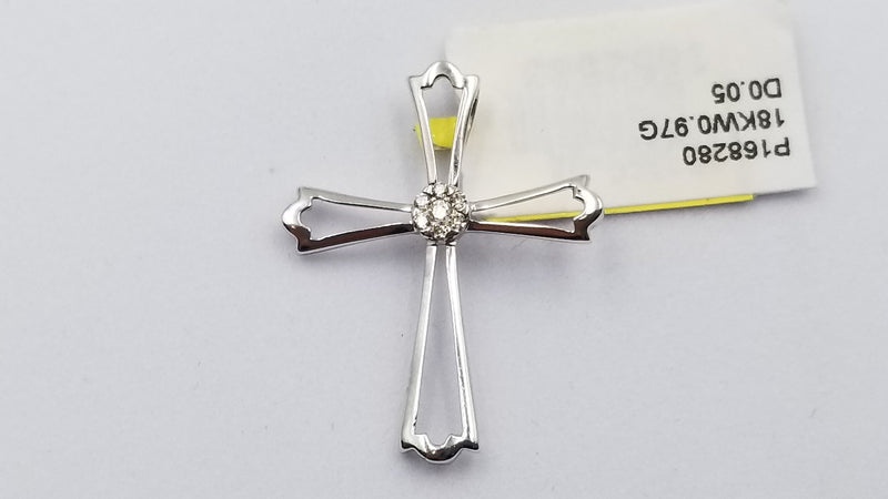 DIAMONDS 18 KT WHITE GOLD CROSS PENDANT