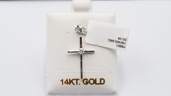 DIAMONDS 14 KT WHITE GOLD CROSS PENDANT