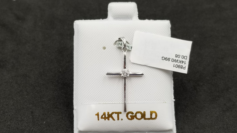 DIAMONDS 14 KT WHITE GOLD CROSS PENDANT