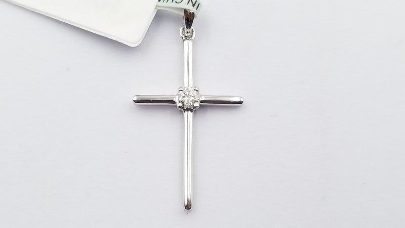 DIAMONDS 14 KT WHITE GOLD CROSS PENDANT