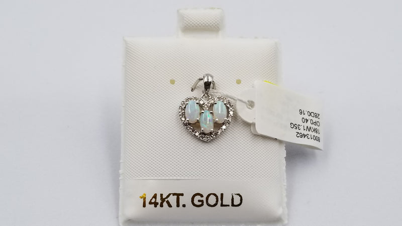 OPAL ( AUSTRALIA ) WITH DIAMONDS 18 KT WHITE GOLD PENDANT