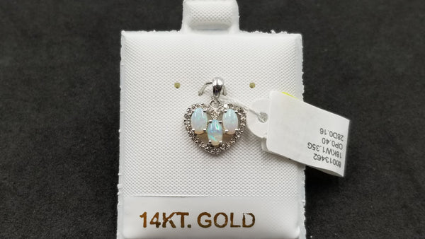 OPAL ( AUSTRALIA ) WITH DIAMONDS 18 KT WHITE GOLD PENDANT