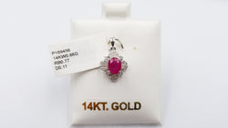 RUBY WITH DIAMONDS 14 KT WHITE GOLD PENDANT