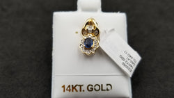 SAPPHIRE WITH DIAMONDS 14 KT YELLOW GOLD PENDANT