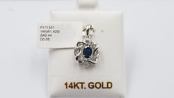 SAPPHIRE WITH DIAMONDS 14 KT WHITE GOLD PENDANT