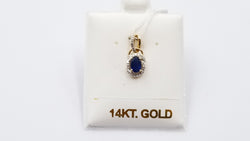 SAPPHIRE WITH DIAMONDS 14 KT YELLOW GOLD PENDANT