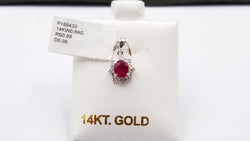 RUBY WITH DIAMONDS 14 KT WHITE GOLD PENDANT