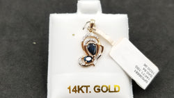 SAPPHIRE WITH DIAMONDS 14 KT YELLOW GOLD PENDANT