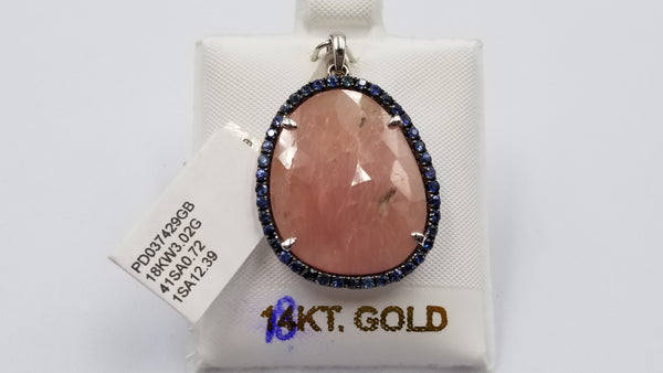 PINK SAPPHIRE WITH BLUE SAPPHIRE 18 KT WHITE GOLD PENDANT