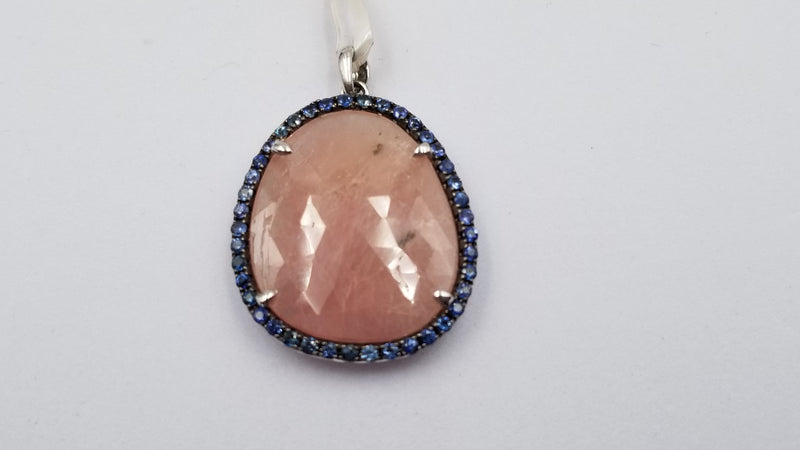 PINK SAPPHIRE WITH BLUE SAPPHIRE 18 KT WHITE GOLD PENDANT