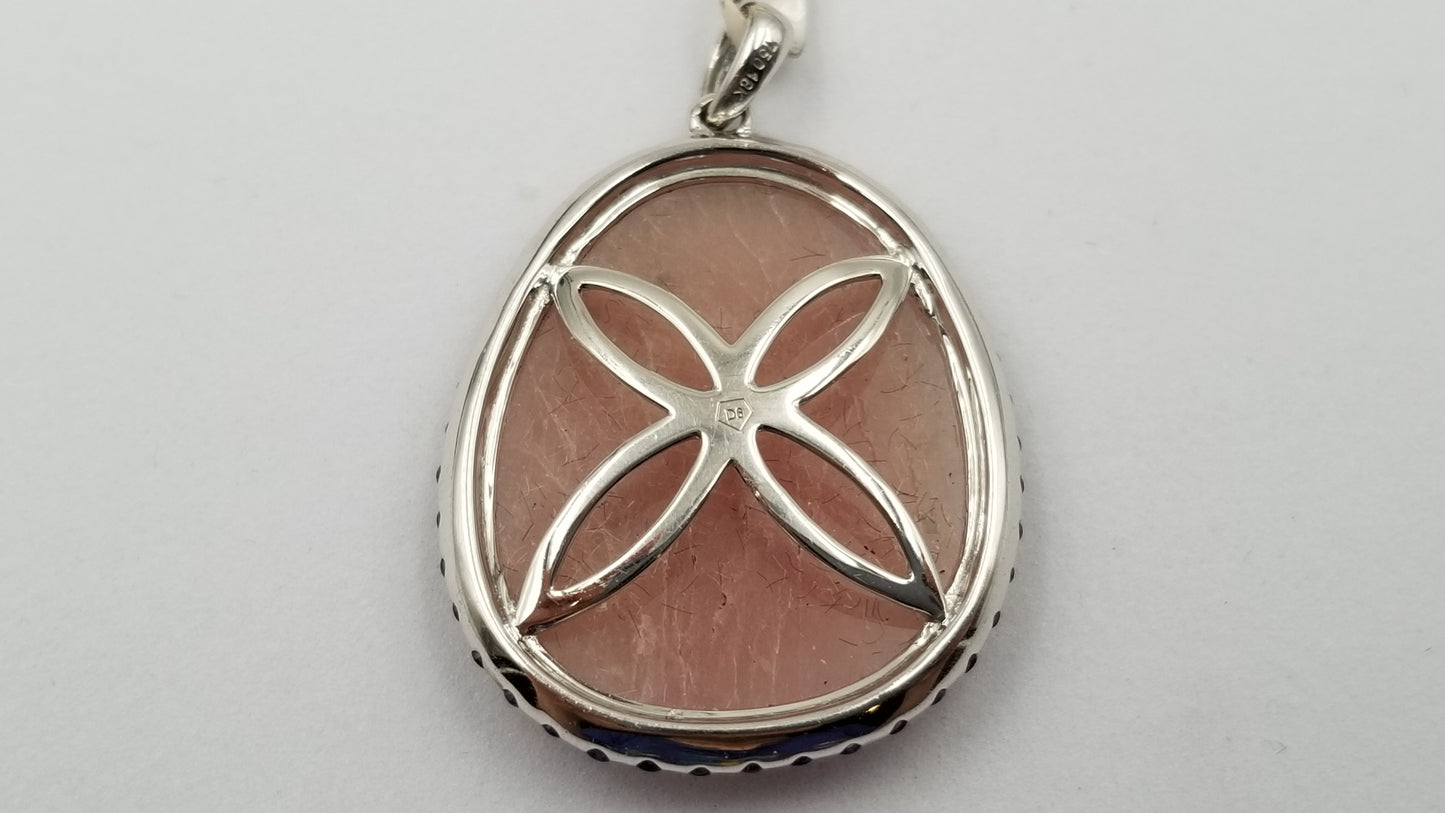 PINK SAPPHIRE WITH BLUE SAPPHIRE 18 KT WHITE GOLD PENDANT