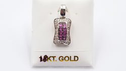 PINK SAPPHIRE WITH DIAMONDS 18 KT WHITE GOLD PENDANT