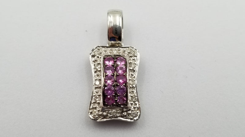 PINK SAPPHIRE WITH DIAMONDS 18 KT WHITE GOLD PENDANT