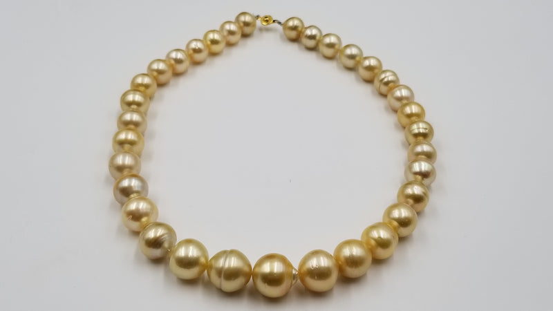 GOLDEN SOUTHSEA PEARL BAROQUE SHAPE 12-15 MM 18" STRAND