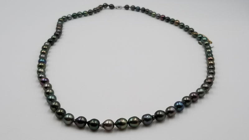 BLACK TAHITIAN BAROQUE PEARL 9-10 MM 36 "LONG STERLING SILVER CLASP  NECKLACE