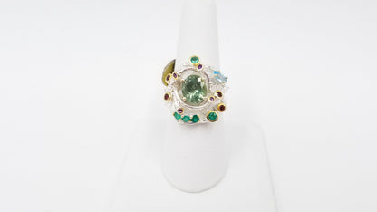 GREEN APETITE W/ MULTI STONES STERLING SILVER RING