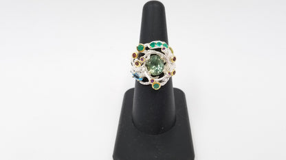 GREEN APETITE W/ MULTI STONES STERLING SILVER RING