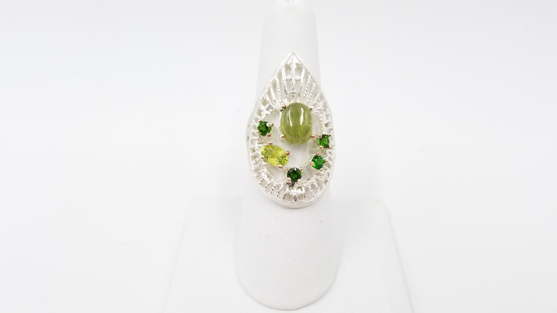 GREEN APETITE W/ MULTI STONES STERLING SILVER RING