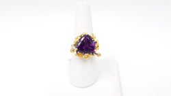 AMETHYST STERLING SILVER TWO TONE RING