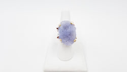 CHALCEDONY W/ RHODOLITE GARNET STERLING SILVER RING