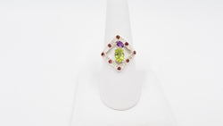 PERIDOT / AMETHYST / GARNET STERLING SILVER RING