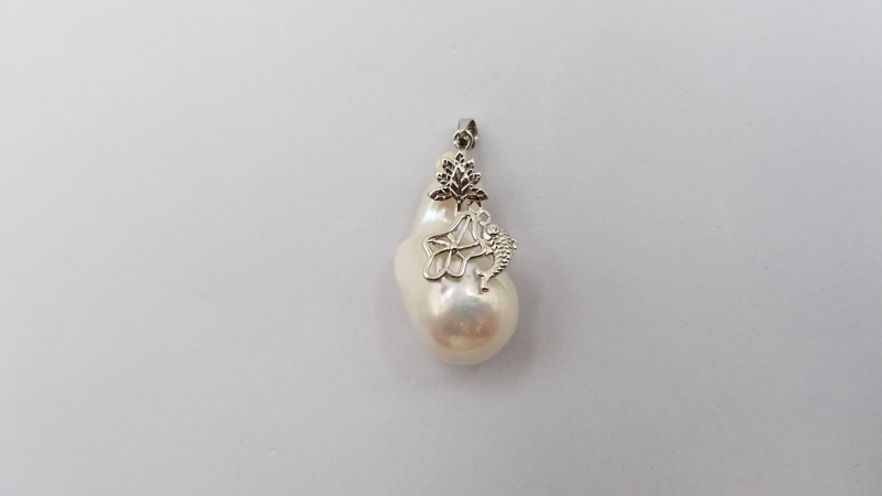 FRESHWATER BAROQUE FREEFORM PEARL STERLING SILVER PENDANT