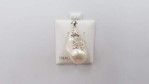 FRESHWATER BAROQUE FREEFORM PEARL STERLING SILVER PENDANT