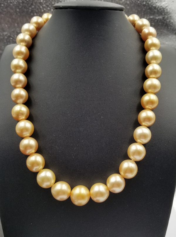 12-15 MM NATURAL GOLDEN COLOR SOUTHSEA PEARLS STRANDS AA