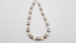 MULTI COLORED WHITE / GREY FRESHWATER CULTURE PEARL 11-15 MM ROUND STRAND