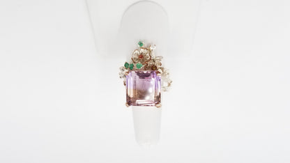 AMETRINE W/ EMERALD STERLING SILVER RING