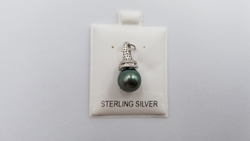 TAHITIAN BLACK PEARL ( BAROQUE ) STERLING SILVER PEANDANT