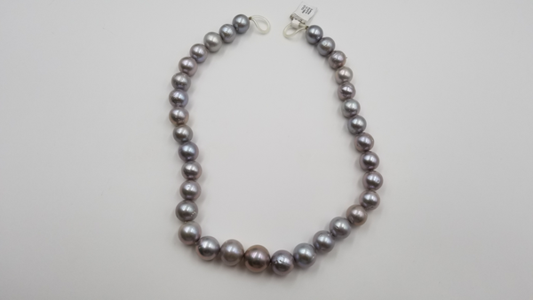 GREY COLORED FRESHWATER WATER CULTURE PEARL 12-15 MM ROUND STRAND 16.25 "
